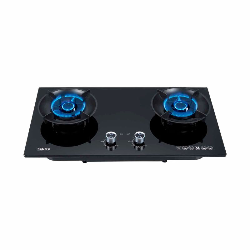 TECNO 76cm 2 Flip-up Burner Tempered Glass Hob With Timer T 762FLIP-T-image 1