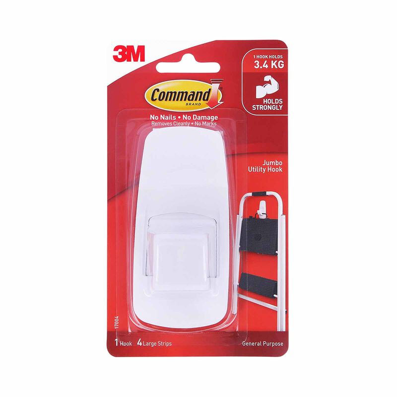 3M COMMAND Jumbo 1 Hook 4strips 17004ANZ-image 1
