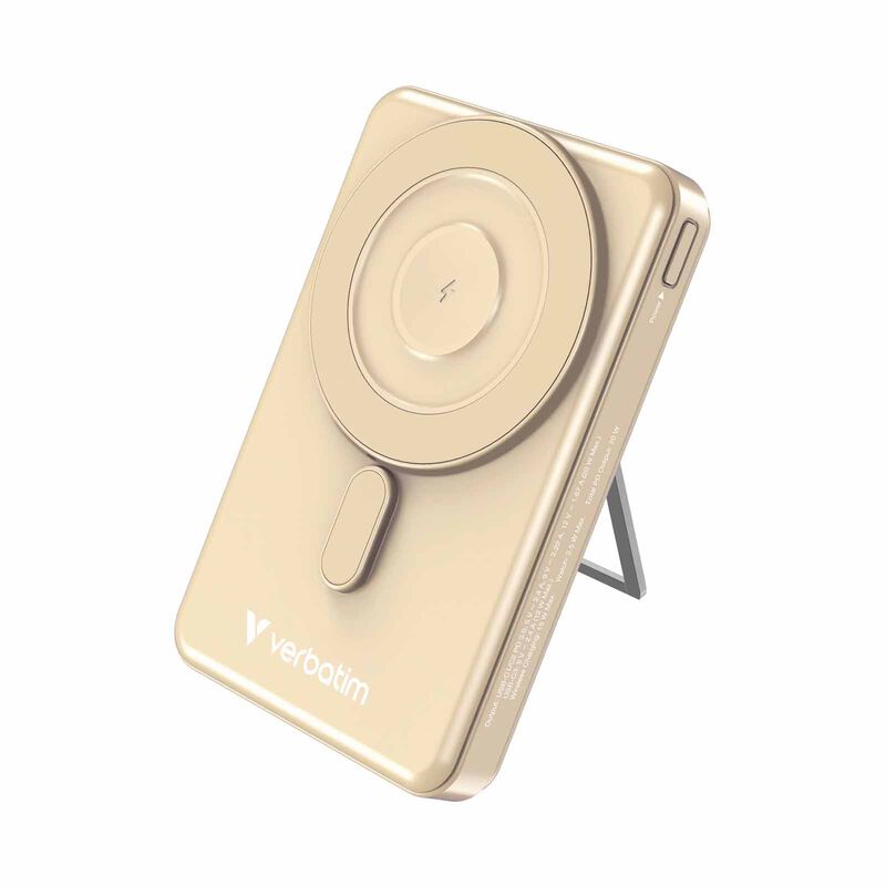 VERBATIM Powerbank Magnetic Wireless Charge 10000mah 2 X C Stand Gold VM32271-image 2