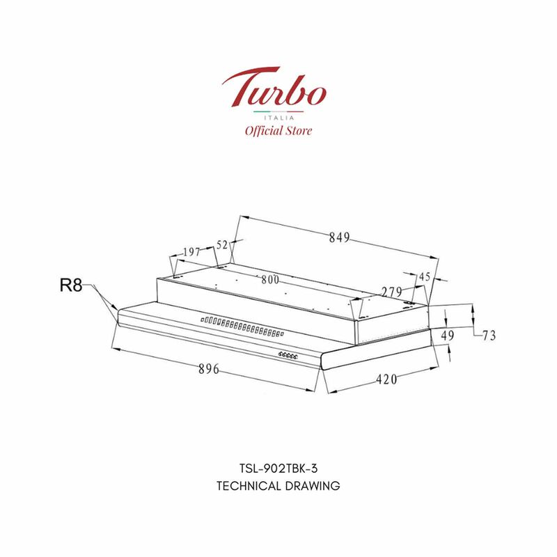 TURBO 90cm Slimline Hood TSL902TBK-3-image 3