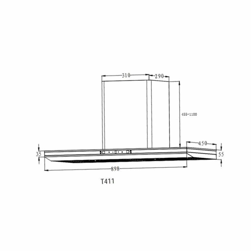 TURBO Chimney Hood (90cm) Black With Touch Control (exclude Installation) T411-BK-image 3