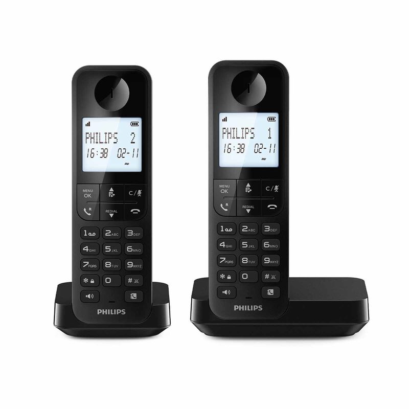 PHILIPS Cordless Phone Twin Handset D2702B/90-image 1