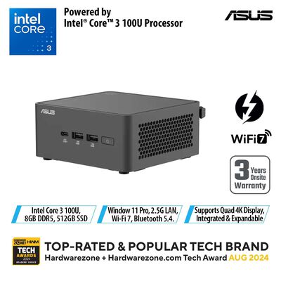 ASUS Nuc 15 Pro Tall U3-100u 8gb 512gb Ssd Win 11 Pro Intel Graphics RNUC15CRHI3053C3