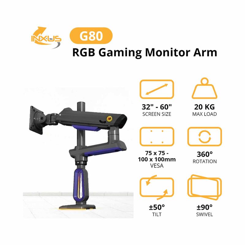 NORTHBAYOU G80 Gaming Monitor Arm Blue G80 BLUE-image 2