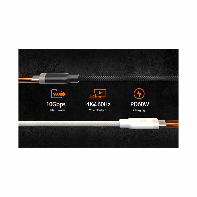 J5CREATE Usb-c 10gbps/60w Ultra Soft Double-braided Fast Charging Cable (white) JUCX19L12W-image 6