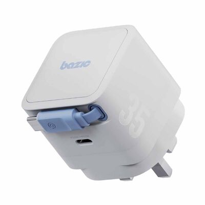 BAZIC Goport Retrek 35w, Usb-c Gan Wall Charger (uk) With 70cm Built-in Cable - White CHR-RET35UK-WHT