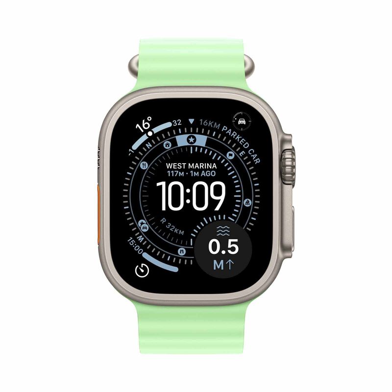 APPLE 49mm Neon Green Ocean Band - Natural Titanium Finish MGCF4FE/A-image 3