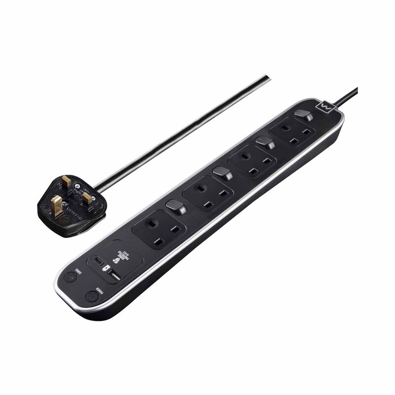 MASTERPLUG Individually 4 Gang Switched Surge Extension 3m SWSRGUAC2043PB-image 1
