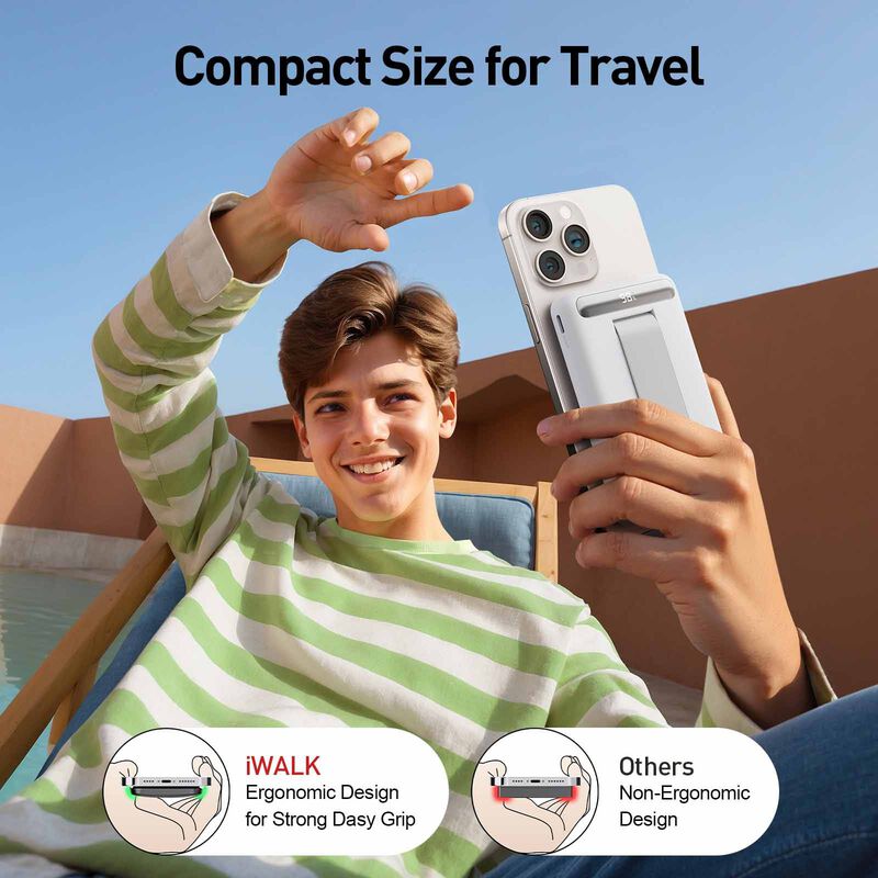 IWALK Powerstand 10000mah Qi2 Magnetic Wireless Fast Charger With Multi-angle Adjustable Stand White MXB014-002A-image 10