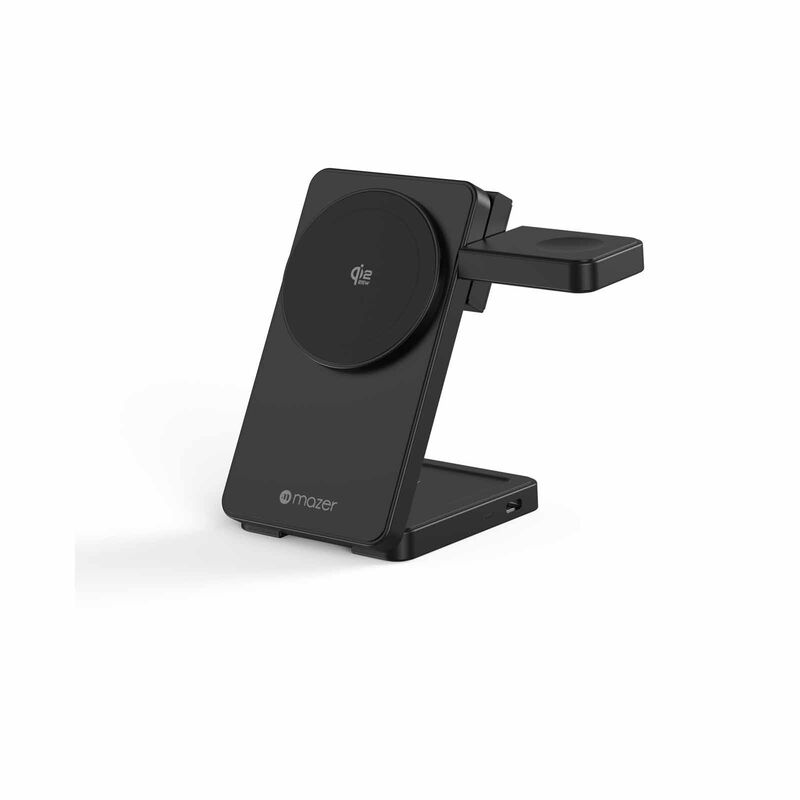 MAZER Qi2.2 25w Foldable 3in1 Total 35w Wireless Charging Stand-black M-MAGFOLD07-BK-image 1