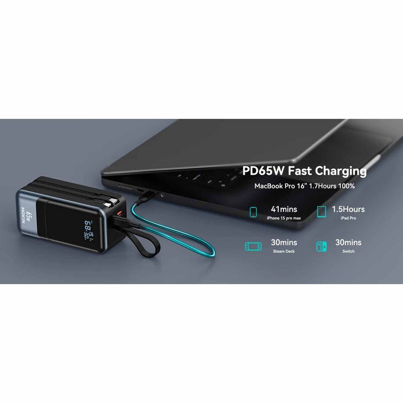 MOKIN Fast Charging Powerbank With Built-in 2 Cable 18400mah 65w MOPB0202-BK-image 4