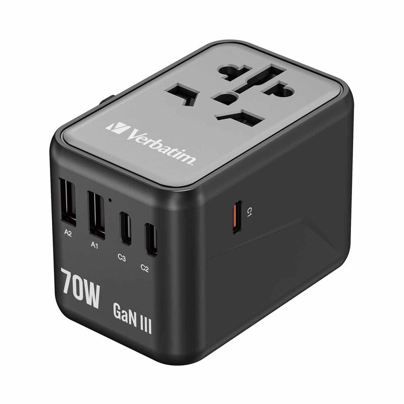 VERBATIM Uta-09 Gan Iii Universal Travel Adapter 1 X Usb-c Pd 70w / 2 X Usb-c / 2 X Usb-a VM32124-image 3