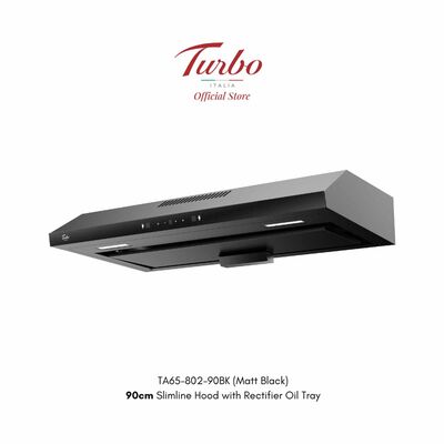 TURBO 90cm Range Hood - Matt Black (exclude Installation) TA65-802-90BK