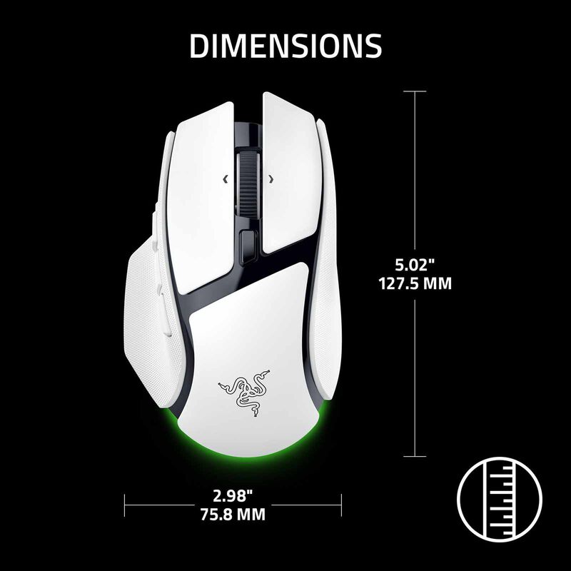 RAZER Basilisk V4 Hyperspeed - Ergonomic Wireless Gaming Mouse - White Edition RZ01-05680200-R3M1-image 12