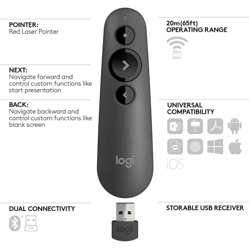 LOGITECH R500s Wireless Bt Presenter Graphite (1y) 910-006521-image 8