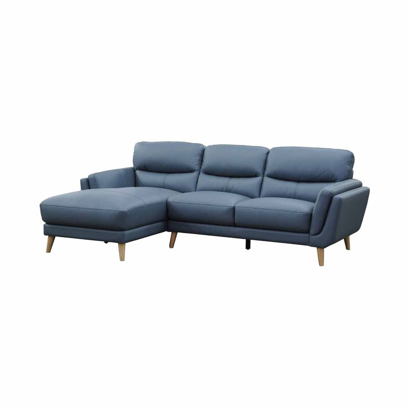 SOLOTTI L Shaped (hl) Left Blue Half Leather Sofa KESSE-image null