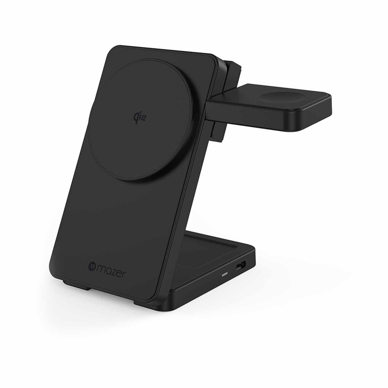 MAZER Qi2 Foldable 3in1 Total 25w Wireless Charging Stand-black M-QI2-MAGFOLD06-BK-image 1