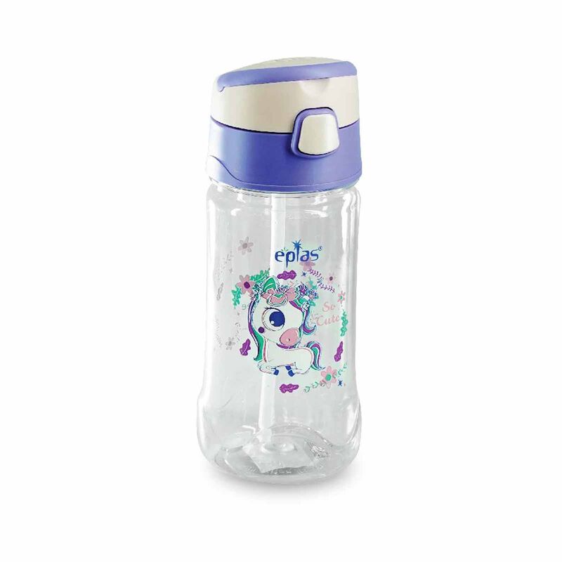 EPLAS Bpa One-touch Kid Bottles W/silicone Straw (450ml) - Purple EGQP-450-image 1