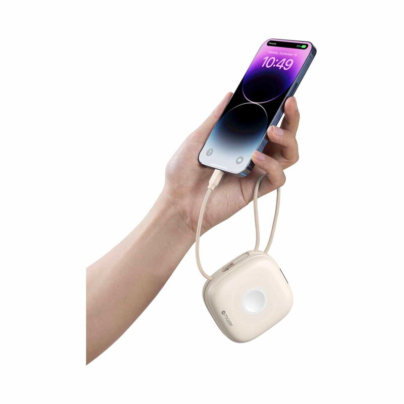 MAZER 10,000mah Qi2 Compatible 15w With Built-in Usb-c+lightning Cables, Apple Watch, Pd20w, Power Bank-cr M-MAGLINK18I-CR-image 6