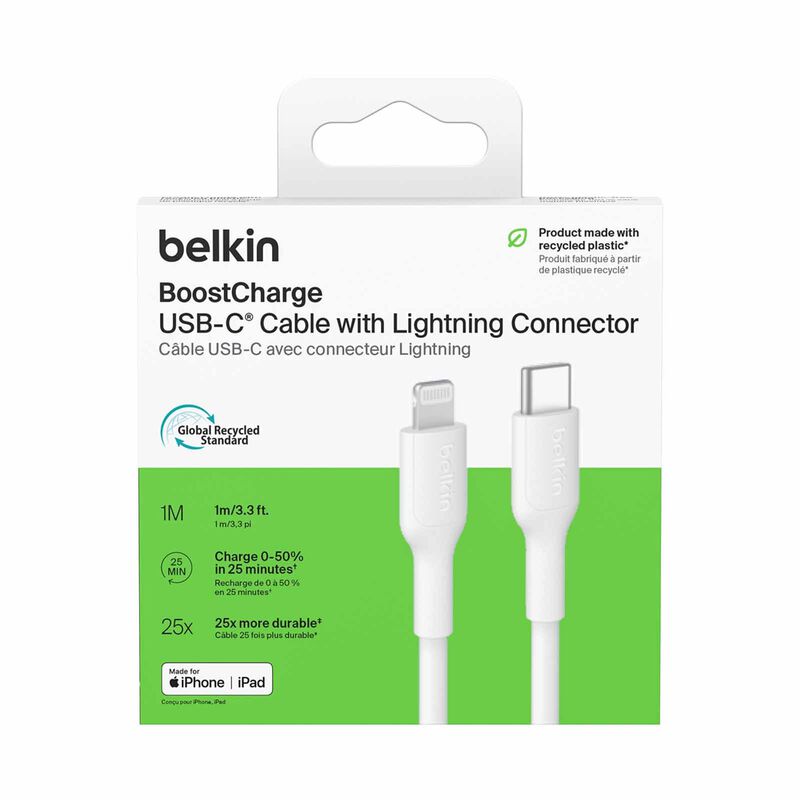 BELKIN Usb-c - Lightning Cable, Pcr, 1m, White CAA021FQ1MWH-image 4