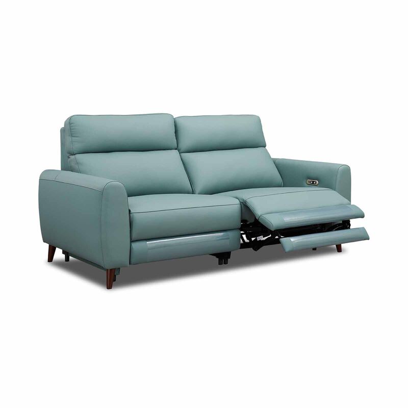 GERBRSI 3rr Seater (hl) Cat A Light Blue Half Leather Sofa NOVA-image 3