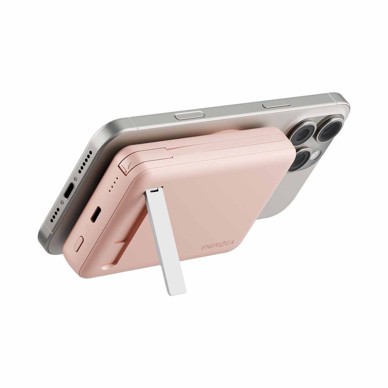 ENERGEA Magpac Pro Plus, 10000mah Magsafe Compatible Qi2 Powerbank With Built-in Cable And Stand - Pink MP-PROPLUS-PNK-image 2