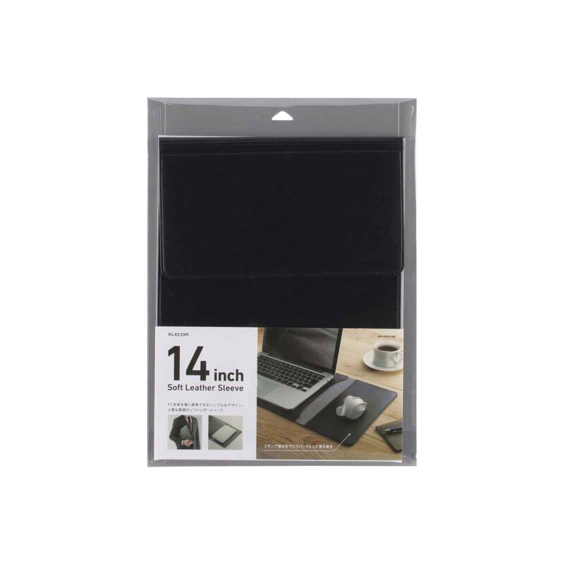 ELECOM 14 In Soft Leather Sleeve Black BM-IBSVD14BK-image 2