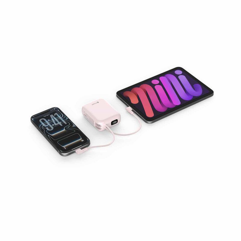 MAZER Powercharge Nano Duo 10,000mah Pd35w With Built-in C-cable X2 Powerbank - Pink M-PC35CC-PK-image 5