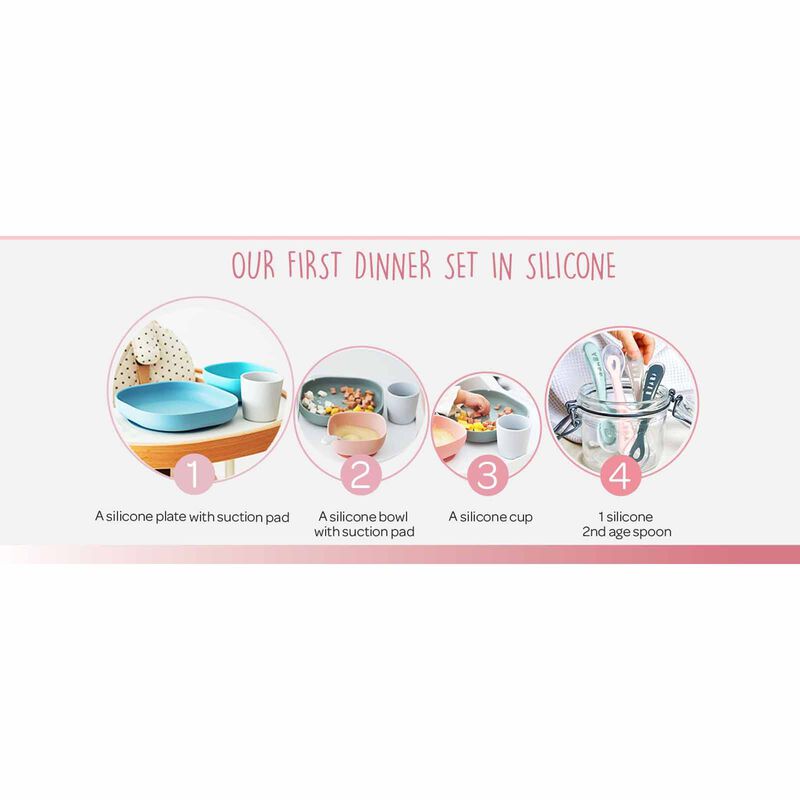 BEABA Suction Meal Set - Pink (online) SILICONE-image 4