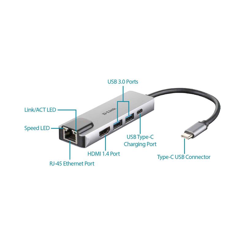DLINK 5-in-1 Usb-c Hub With Hdmi/ Ethernet And Power Delivery DUB-M520-image 2
