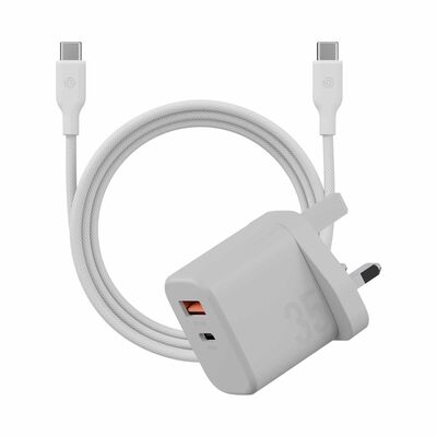 BAZIC Goport Velox Kit, 1c1a Gan Charger 35w(uk) With Weave Cable - Vanilla CHR-GPVLX-UK-WHT