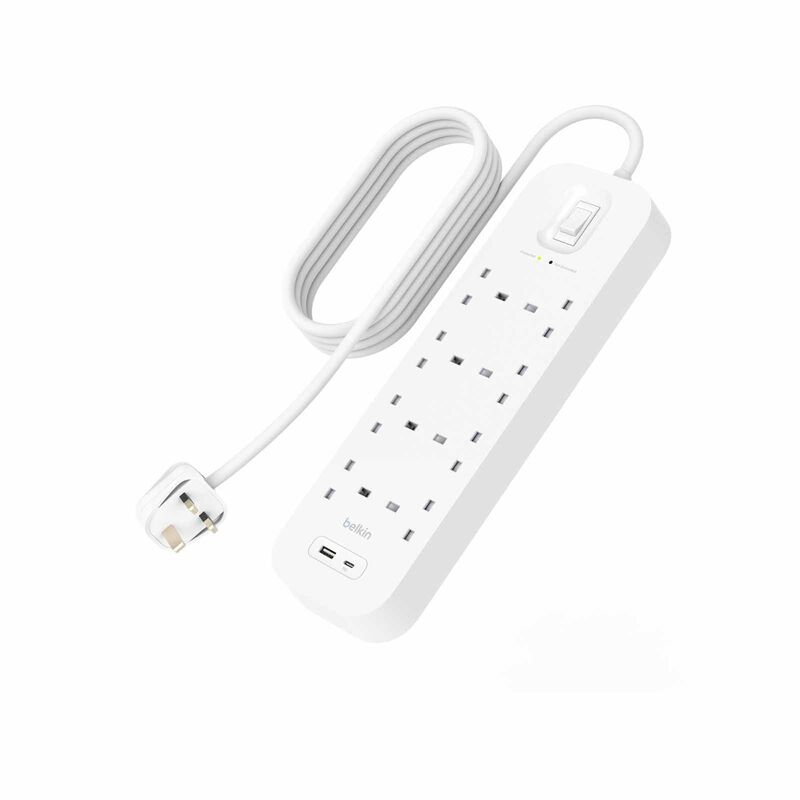 BELKIN 8 Outlet Surge Protection Strip W/usb A + C SRB003AF2M-MY-image 1