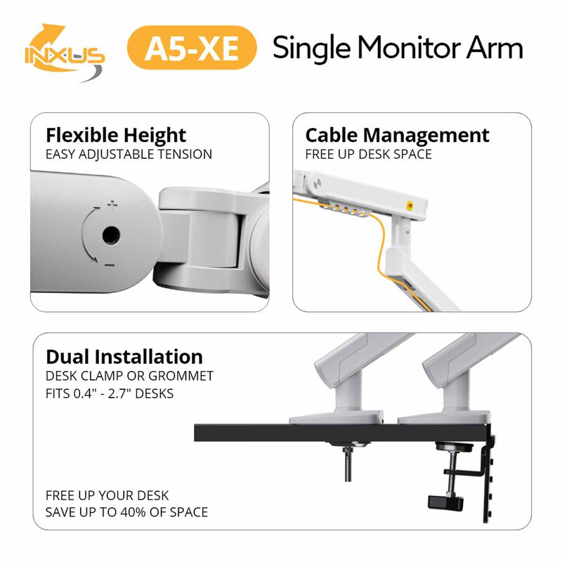 NORTHBAYOU Monitor Arm Fits 17-32 Inches, Hold 2-9 Kg Vesa 75 X 75 / 100 X 100 A5-XE (WHITE)-image 3