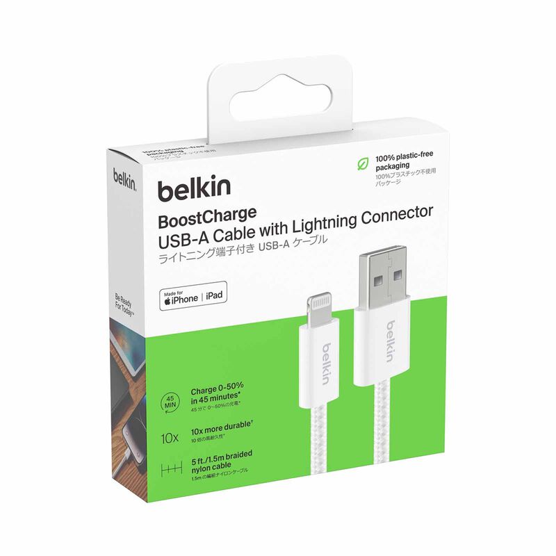 BELKIN Lightning To Usb-a Cable 1.5m Wht CAA018QC05WH-image 3