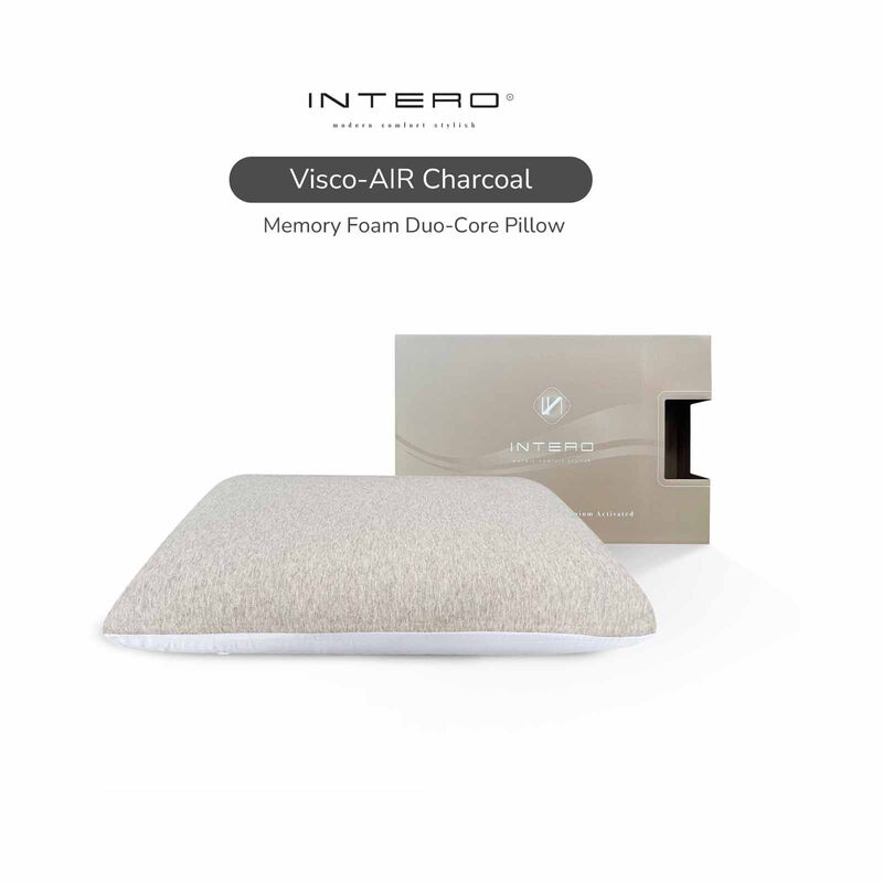 INTERO Memory Foam Duo-core (1 Side Soft, 1 Side Firm) Neck Support Pillow VISCO-AIR CHARCOAL-image null