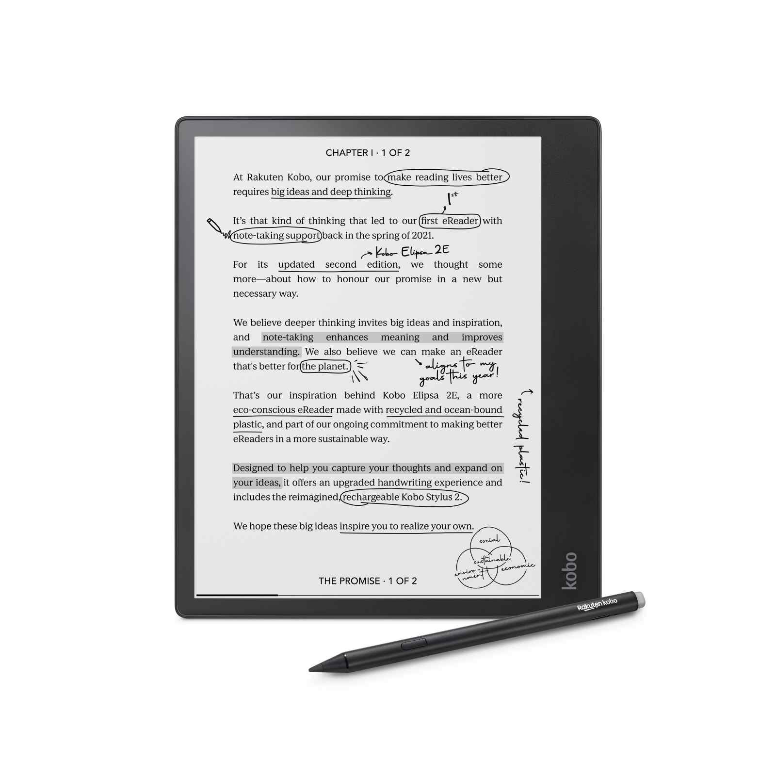 Shop RAKUTEN KO Kobo Elipsa 2e Black Bundle (with Stylus) N605-KU