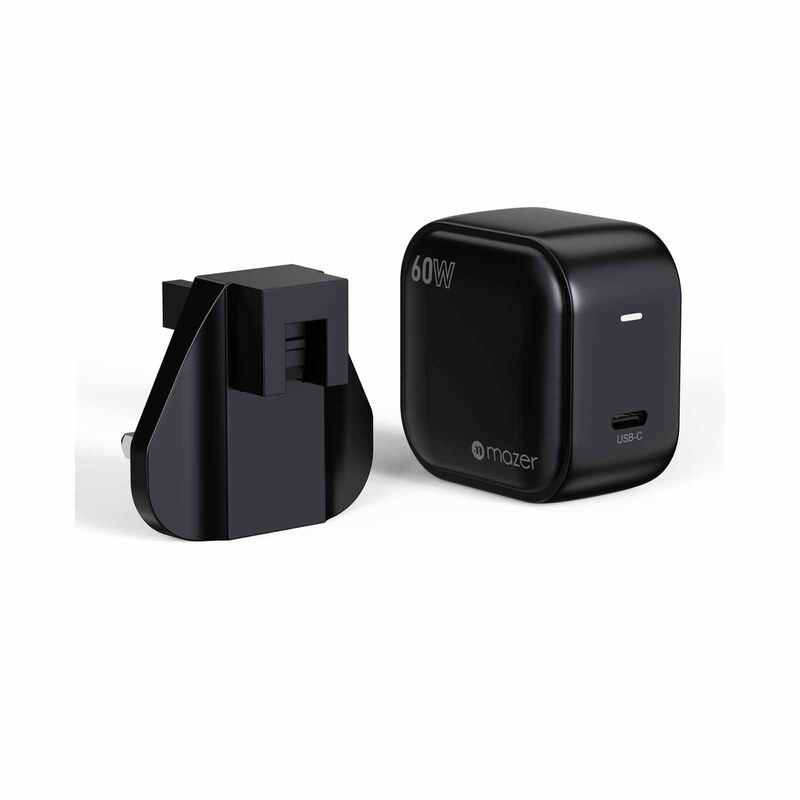 MAZER Prestigegan Mini Avs Dps60w 1c Us+uk Wall Charger-black M-G60UK-V5C-BK-image 1
