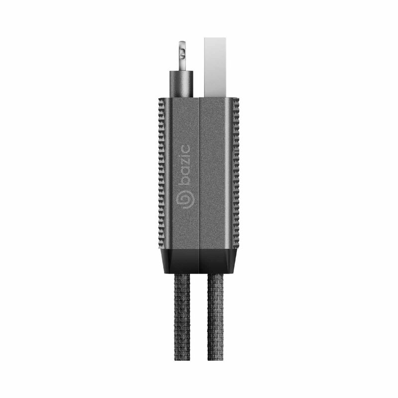 BAZIC Gocharge Alucable, 4 In 1 Aluminium Charging Cable With Usb A/c Input And Usb C/lightning Output. CBL-GC4N1-BLK100-image 4