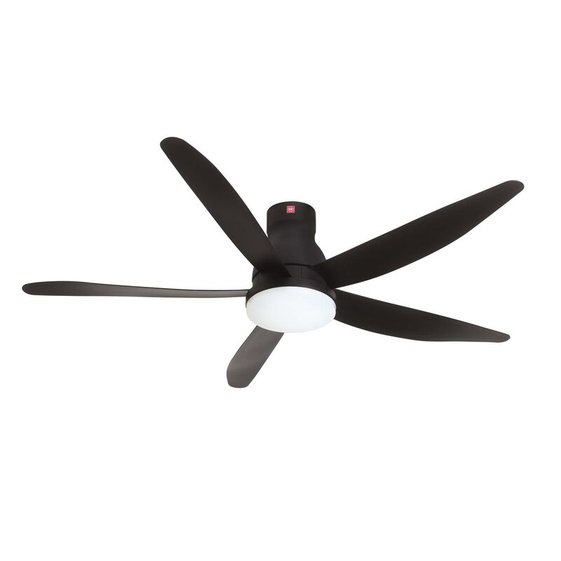 KDK 60 In Dc Ceiling Fan With Led Light (black) U60FWL(BK) LONG ROD-image 1