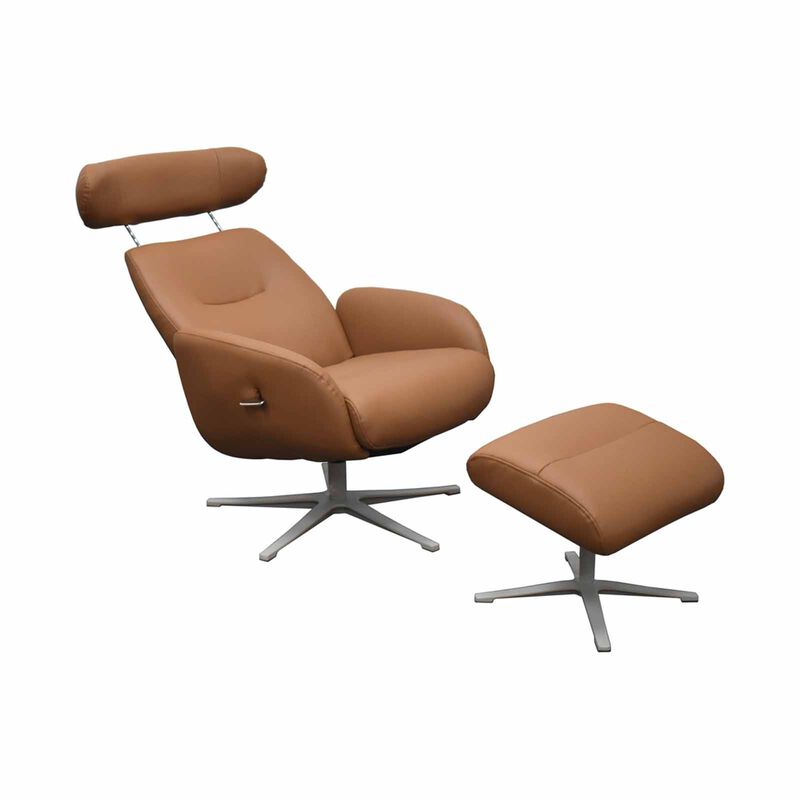 Recliner Chair W Ottoman (sl) Brown Simulated Leather ANIKO-image 2