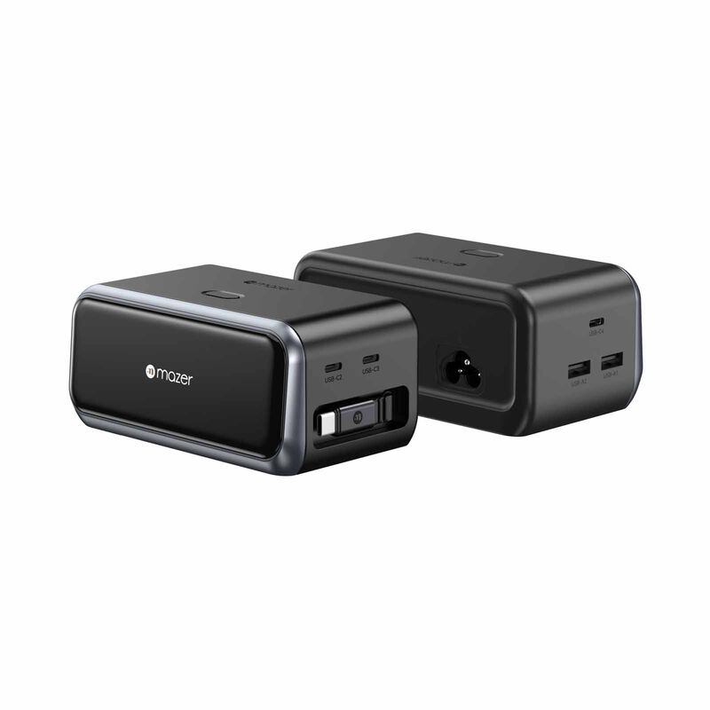 MAZER Ai Prestigegan Pd200w Desktop Charger With Retractable Cable - Black M-AI-D200-V7-BK-image 1