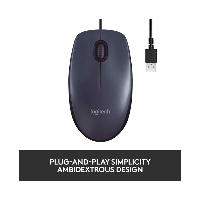 LOGITECH M100r Usb Wired Mouse Blk Carton Box 3y 910-006765-image 3
