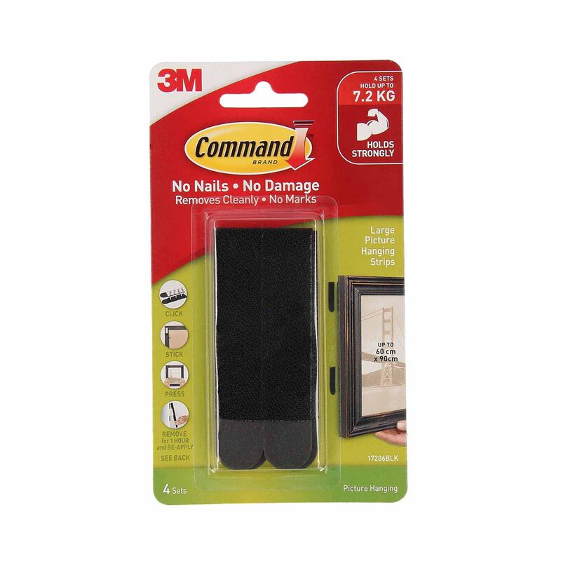 3M COMMAND Large Black 8strips 17206BLK-image 4