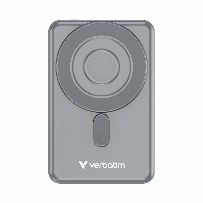 VERBATIM Powerbank Magnetic Wireless Charge 5000mah 2 X C Stand Grey VM32251-image 1