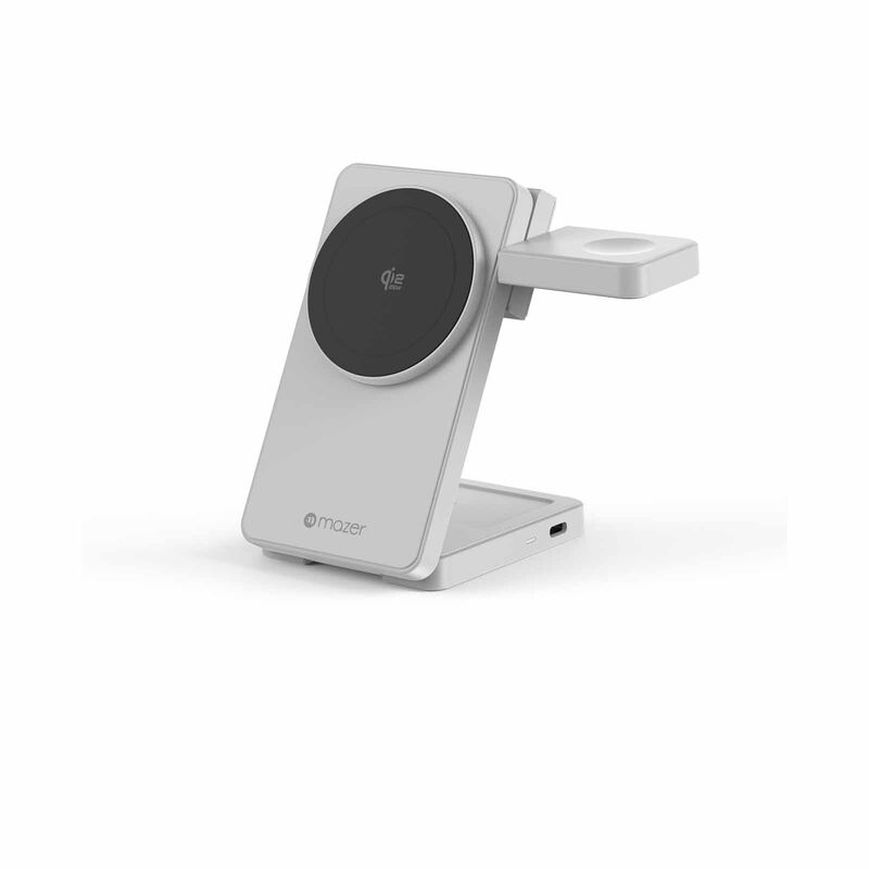 MAZER Qi2.2 25w Foldable 3in1 Total 35w Wireless Charging Stand-lightgrey M-MAGFOLD07-LG-image 1