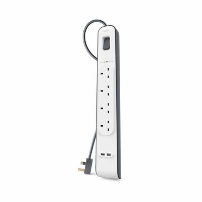 BELKIN 4 Outlets 2m Surge Protection Strip With 2 Usb Ports BSV401SA2M