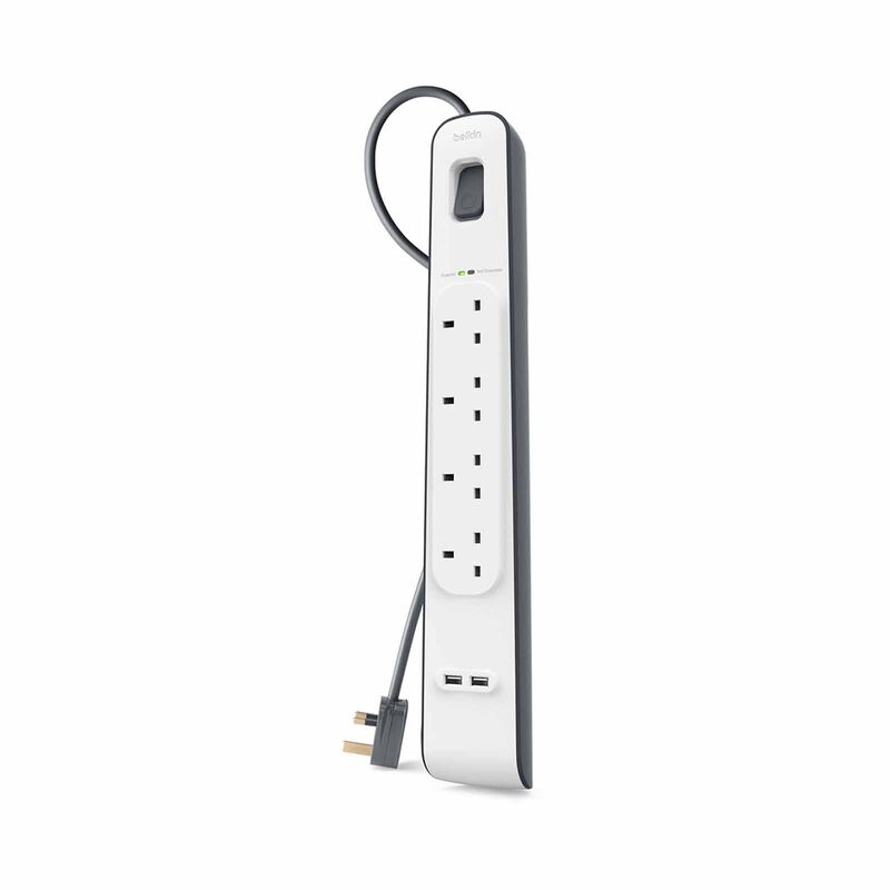 BELKIN 4 Outlets 2m Surge Protection Strip With 2 Usb Ports BSV401SA2M-image 1