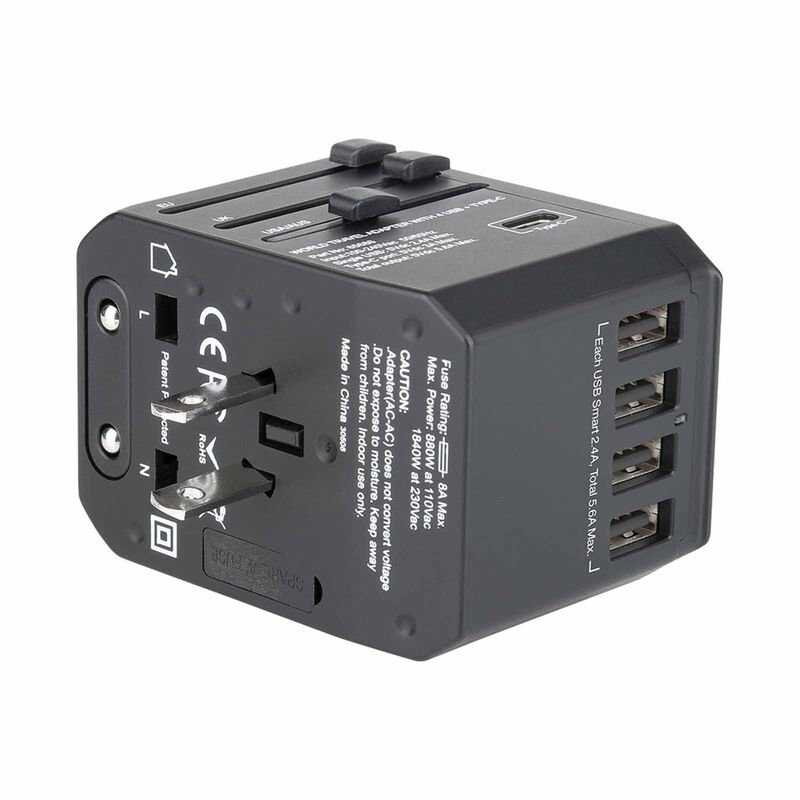 VERBATIM Universal Travel Adapter - 5 Port (1 Type C, 4 Usb) Black VM65686-image 9