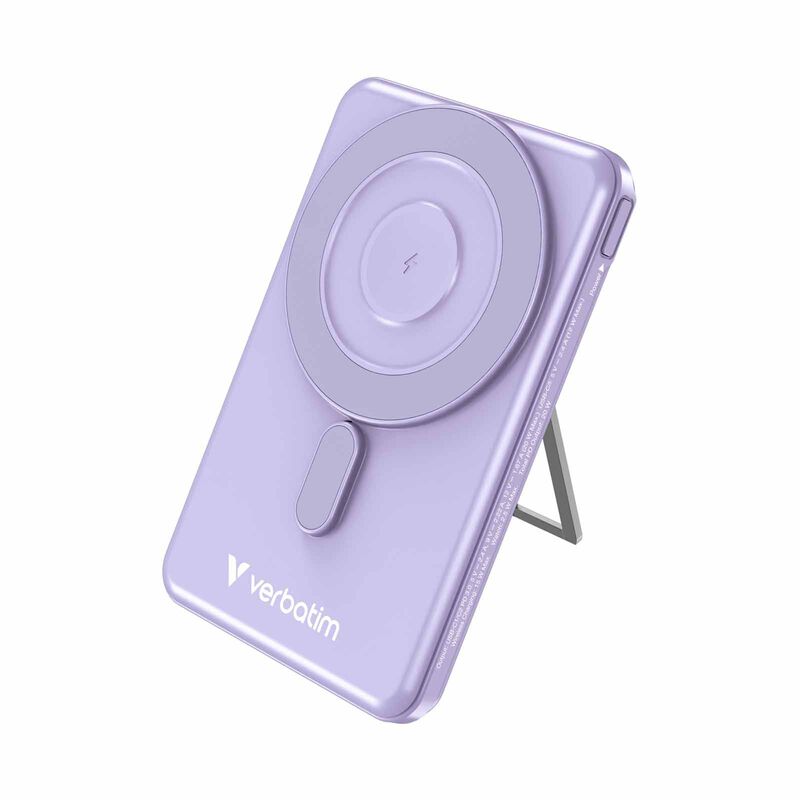VERBATIM Powerbank Magnetic Wireless Charge 5000mah 2 X C Stand Purple VM32252-image 2