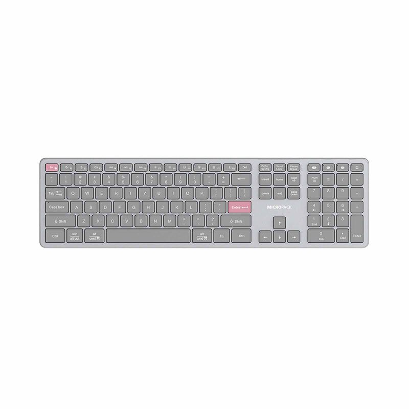 MICROPACK Lifestyle 2.4g + Bluetooth Rechargeable Wireless Keyboard - Grey K-310W-GY-image 1